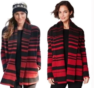 Cárdigan Suéter PENDLETON Lana Angora Alpine Getaway Rojo/Negro Navajo Rayas M - Imagen 1 de 9