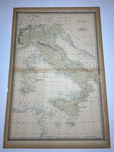 1894 2-teilige Karte von ITALIEN Fm 1894 Rand-McNally Bibliothek Atlas SIEHE BILDER & BESCHREIBUNG - Bild 1 von 4
