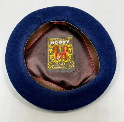 Boina de lana azul marino vintage Hoquy De Luxe estilo parisino sombrero hecho en Francia Foto 1 de 4