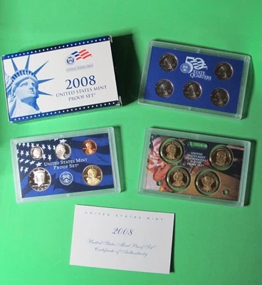 2008-S U.S. Proof Mint Set * 14 Piece Set * Nice Birth Year Gift * In Box w/COA - Image 1 of 4
