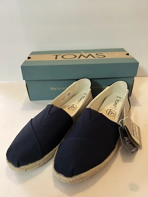 TOMS Mujer Azul Marino Rayas Universitarias Talla 9.5 Azul Marino Ivy League Rayas en Cuerda Foto 1 de 4