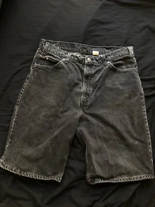 Vtg 1994 LEVI'S 550 Orange Tab Relaxed Fit Black Denim Shorts Mens Size 38 Jorts - Picture 1 of 5