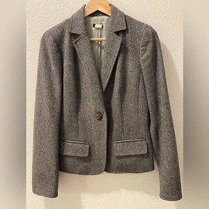 J. Crew Tweed Fischgrätmuster Wolle Blazer Einknopf Damengröße 4 Karriere adrett - Bild 1 von 10
