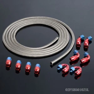 Línea de COMBUSTIBLE DE ACEITE trenzada de acero inoxidable 5M AN10 apta para kit adaptador de extremo de manguera - Imagen 1 de 9