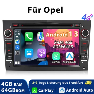 4+64GB Android 13 CD DAB SWC Autoradio Für Opel Astra H Corsa C D Vectra Carplay - Bild 1 von 4
