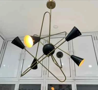 6 Arms Lights Ceiling Chandelier Fixture Italian Lamp Pendent Brass Light - Image 1 of 4