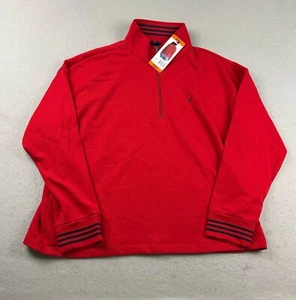 Nautica Sweatshirt Womens XXL Red 1/4 Zip Mock Neck Pullover Sweater NWT - Picture 1 of 10