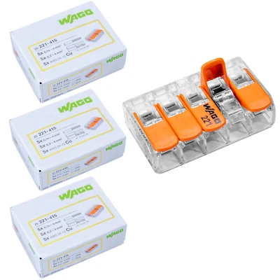 WAGO Klemmen 5-polig | Serie 221-415 | Kabelverbinder 4mm² mit Hebelklemme
