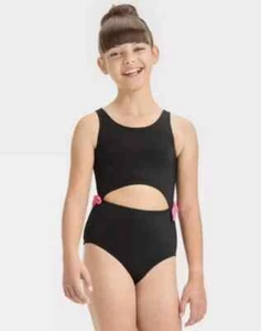 Girls' Colorblock Beauty One Piece Swimsuit - Cat & Jack Black Size Small - Picture 1 of 1