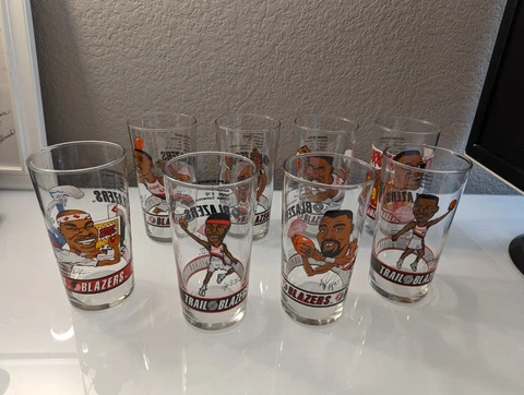 8 Pc Lot Dairy Queen Portland Trail Blazers glasses no duplicates 91-92-93-94 Cover