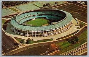 Postcard Atlanta Georgia c1960s Fulton County Stadium Aerial Falcons and Braves - Picture 1 of 2