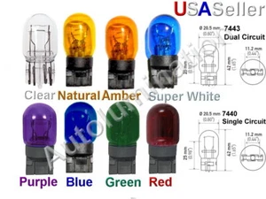 7443 7440 W21W WY21W 21W Colored Glass Light Bulb Lamp Tail Brake Turn Signal - Picture 1 of 1