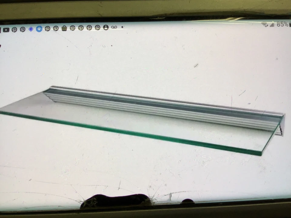 Glass Shelf Glacier Clear Silver Bracket Mounting Hardware Kit 24 in x 8 in - image 1 of 1