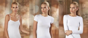Damen Unterhemd Shirt Top Spaghettiträger Kurzarm Langarm Weiß Gr. S/M L/X - Bild 1 von 7