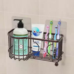 SimpleHouseware 6 Slots Toothbrush Holder Wall-Mounted / Freestanding Bronze - Picture 1 of 12