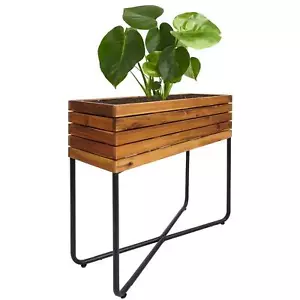 Pflanzkasten HWC-L25, Pflanzkübel Blumenkasten, 60x62x22cm Stahl Akazie Holz - Bild 1 von 12