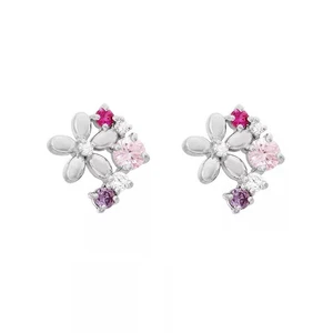 Pretty Flower Design 0.35 TCW Simulated Multi Color Gemstone Women's Earrings - Picture 1 of 6