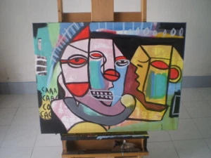 ORIGINAL Street Art Big Painting Canvas Modern Abstract Acrylic painting - Picture 1 of 12