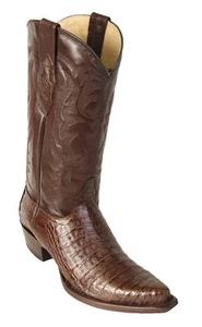 Los Altos Genuine BROWN Caiman CROCODILE Belly Snip Toe Western Boot EE+ 948207 - Picture 1 of 3