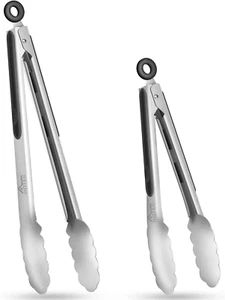 Conjunto De Pinzas Para Cocina De Acero Inoxidable Con Agarre Antideslizante 2Pc - Picture 1 of 14