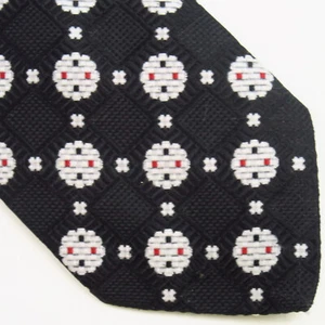 Master Mens Neck Tie Black Red White Medallion 56x3.5 - Picture 1 of 6