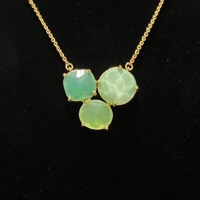 Kate Spade Triple Faceted Green Pendant Gold Chain Necklace Like New Adjustable - Image 1 of 4