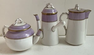 Vintage Set Of 3 Royal Worcester Lilac/ Gold Demure Coffee Tea Chocolate Pots - Picture 1 of 24