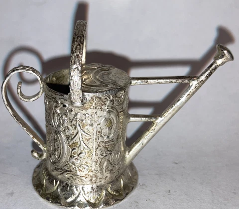 Antique Victorian  Sterling Silver Miniature  Watering Can Cherubs Doll House Cover