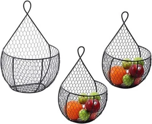 Metal Fruit And Vegetable Storage Hanging Basket Wall Mounted, Hanging Basket - Picture 1 of 7