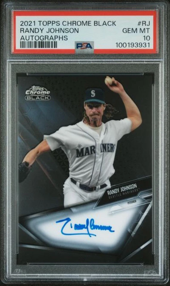2021 Topps Chrome Black #CBA-RJ Randy Johnson PSA 10 GEM MINT Auto Mariners - Image 1 of 2