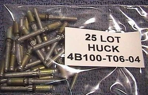 25 LOT MIL SPEC HUCK 5320-00-515-0075 4B100T 06-04 BLIND AIRCRAFT RIVETS BAGGED - Bild 1 von 1