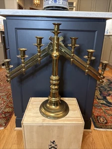 Vintage Brass 7 Light Candelabra Candlesticks Adjustable - Picture 1 of 13