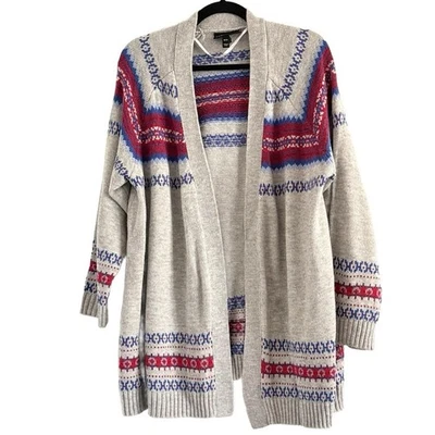 Lane Bryant Gray Sweater with Red and Blue Accents - Image 1 of 4