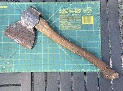 Vintage Broad Head Hewing Hatchet Axe Rare Rusty ~19” - Image 1 of 4