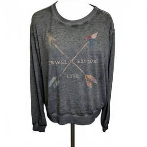 Abercrombie and Fitch Women's Large Grey Travel Explore Live Arrow Sweater Top - Picture 1 of 10