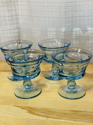 "4 copas Sherbert vintage de champán azul claro Fostoria Jamestown 4,25"" MCM Foto 1 de 4