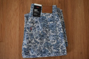 Levi’s 501 Damenjeans 30 x 27 Blumenmuster blau Denim neu mit Etikett Große E - Bild 1 von 10