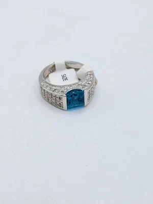 LIA SOPHIA MAYA Silvertone Fashion Ring Blue Zirconia Stone Size 6 NWT Cocktail - Image 1 of 4