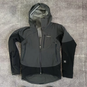 Men's Vintage Patagonia Mixmaster Black Gray Hooded Lined Soft Shell Jacket Sz S - Picture 1 of 6