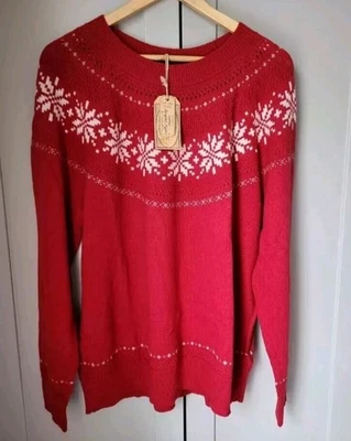 Fat Face Womens Wool Christmas Jumper Snowflake Size 20 - Light Knit - BNWT - Image 1 of 3
