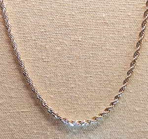 Vintage Silver Plated Twisted Rope Chain Necklace 24" Elegant Lightweight - Picture 1 of 3
