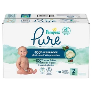 Pampers Pure Protection Diapers Size 2, 120ct Plant-Based Dermatologist Approved - Picture 1 of 13