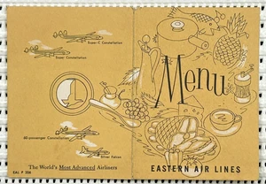 Vintage 1950s Eastern Air Lines Inflight Folding Menu - Picture 1 of 2