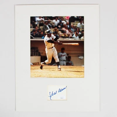 Hank Aaron Signed Cut Matted Photo Display - COA JSA - Image 1 of 3