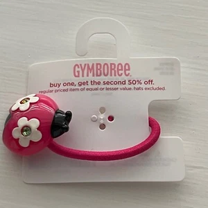 Gymboree Girls Garden Friends Pink Ladybug Ponytail Holder Hair Tie New - Picture 1 of 5