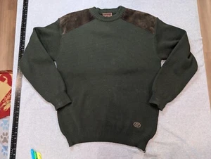 Le Chameau Shooting Pullover Herren Large Grün Wollmischung Schulter Patches - Bild 1 von 11