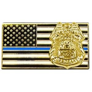 New York Police Department Sergeant American Flag Pin Thin Blue Line NYPD SGT BF - Picture 1 of 3