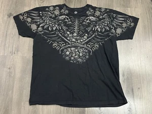 Liquid Blue Flying Skulls 2008 Herren XL schwarz Totenkopf Gitarre Skelett Y2k Metall - Bild 1 von 9