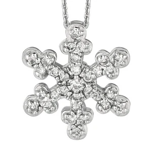 0.25 Carat Natural Diamond Snow Flake Necklace 14K White Gold G SI 18'' chain - Picture 1 of 1