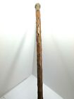 Antique Walking Stick ROOT WOOD w/ Brass Knob & Tip  33 1/2" 1890 'c